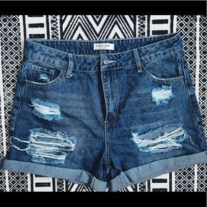 High waisted mom jean shorts